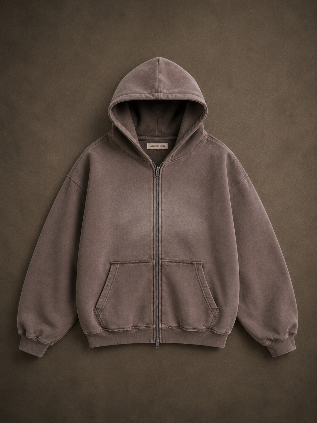 Washed zip hoodie brown