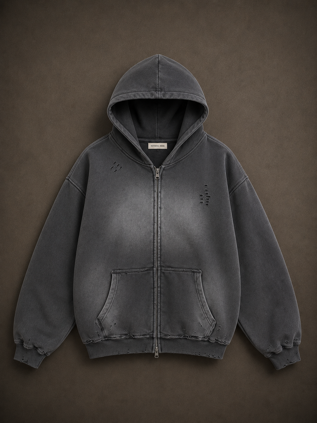 Washed zip hoodie grey