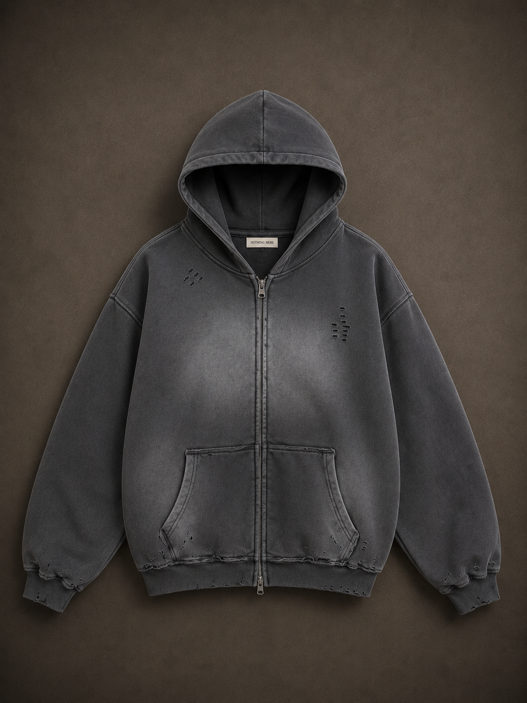 Washed zip hoodie grey